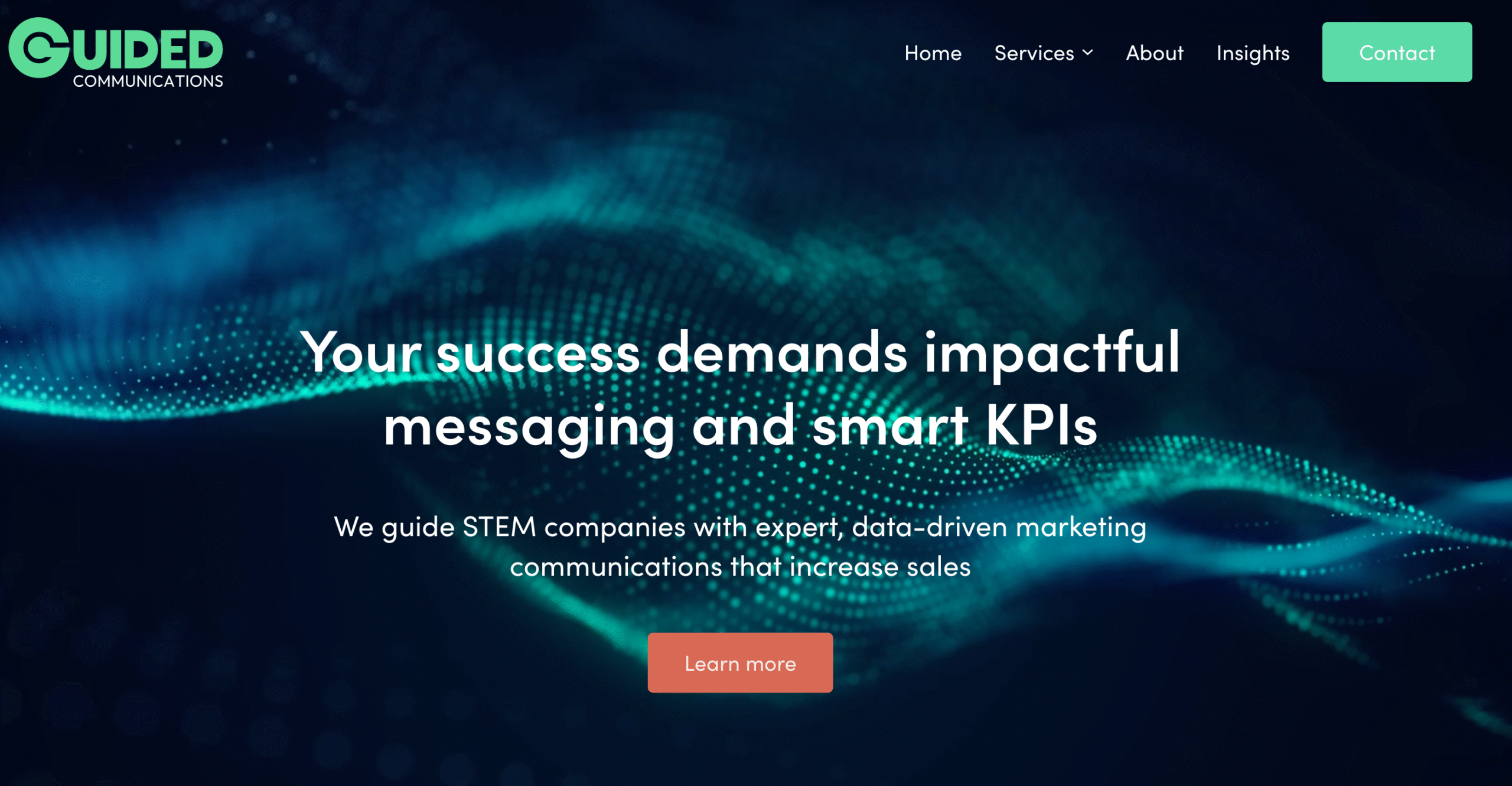 Image of the homepage for Guided Communications